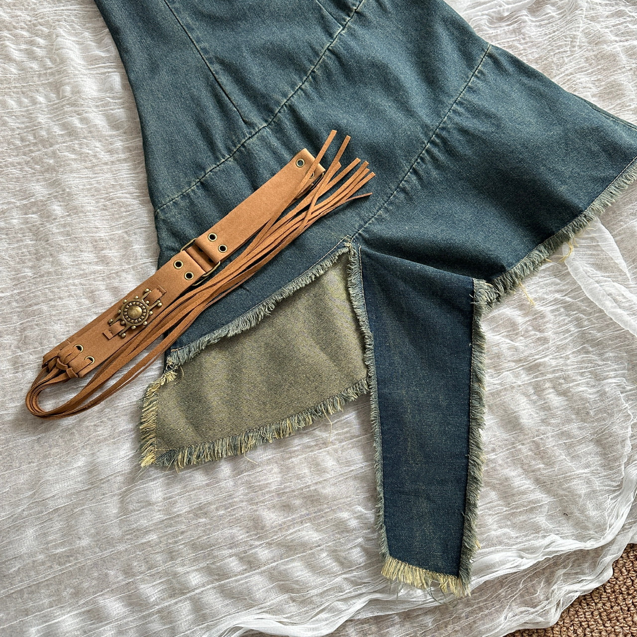 【Dress】デニム不規則ワンピース T0603