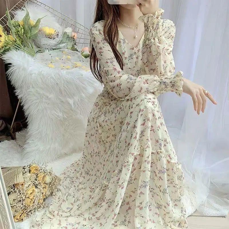 【Dress】ロング丈花柄ワンピース T0592