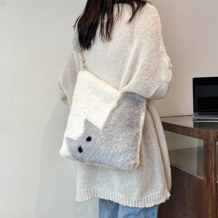 【雑貨】可愛いラムウールショルダーバッグ T01119