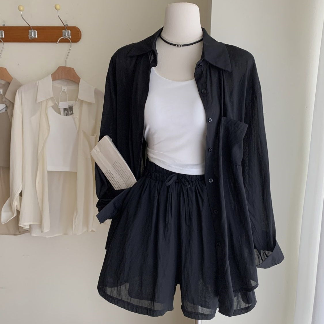 【Set】夏ぴったり薄い2点セットUVカット T0595