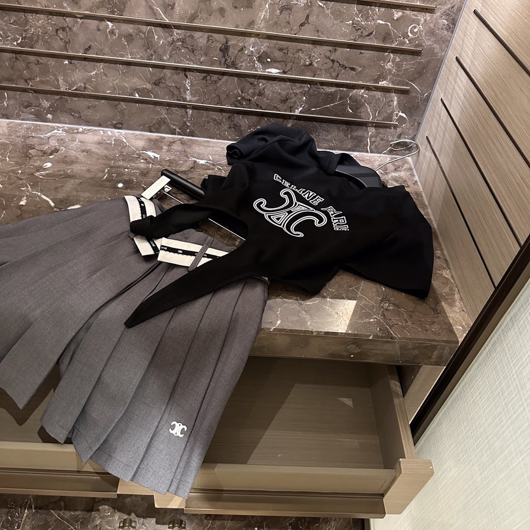 【Set】プリントトップス+キュロット2点セット T0816