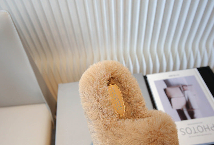 【Shoes】子供用滑り止めファースリッパ3色 T01111