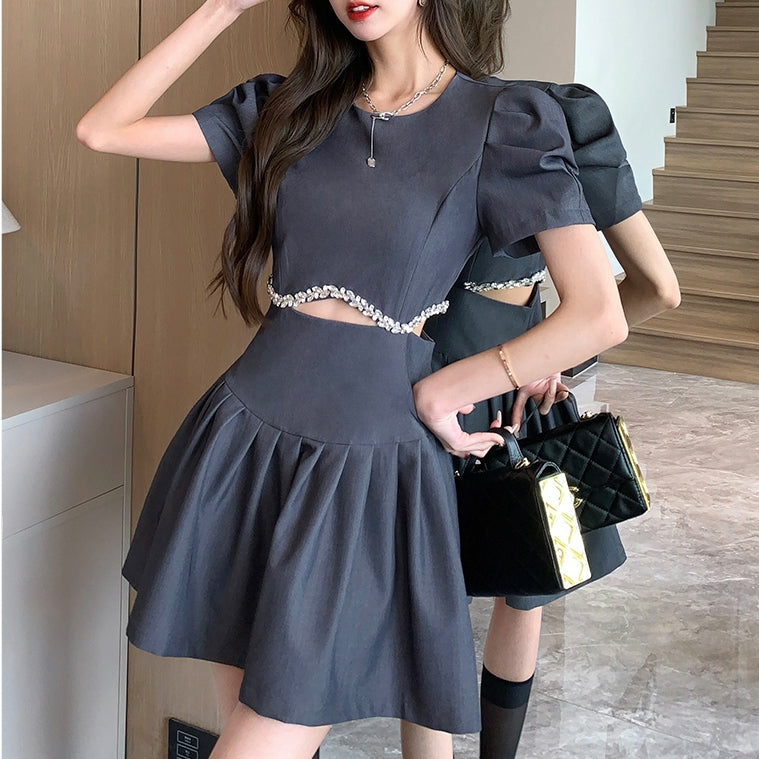 【Dress】ダイヤモンド切り替えワンピース T0635