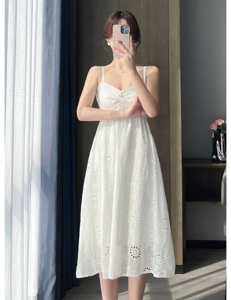 【Dress】フックフラワーVネックワンピース T0615