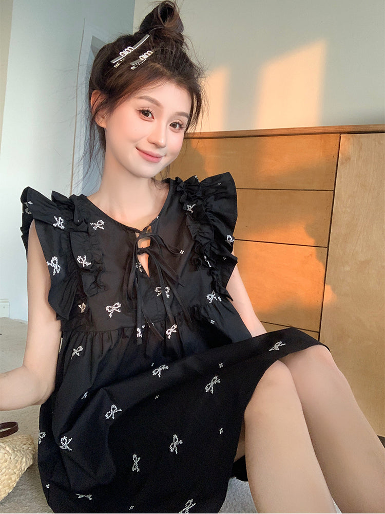 【Dress】リボン柄ワンピース T0670