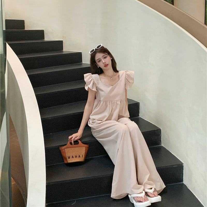 【Set】フライングスリーブトップ+カジュアルパンツ2点セット T0659