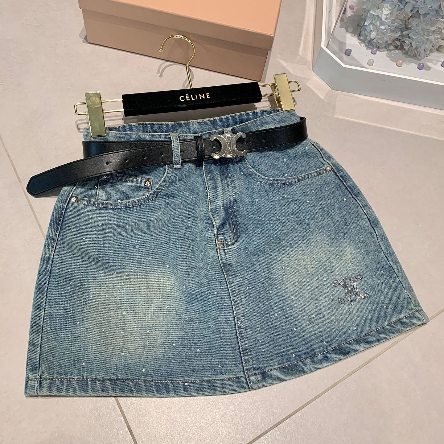 【Bottoms】半額セール!キラキラデニムショートパンツ/スカート T0826