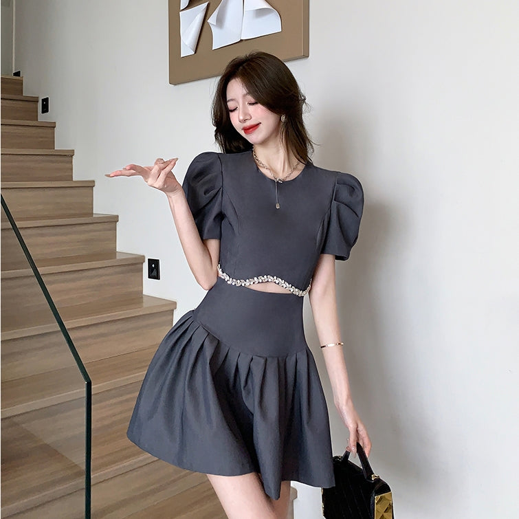【Dress】ダイヤモンド切り替えワンピース T0635