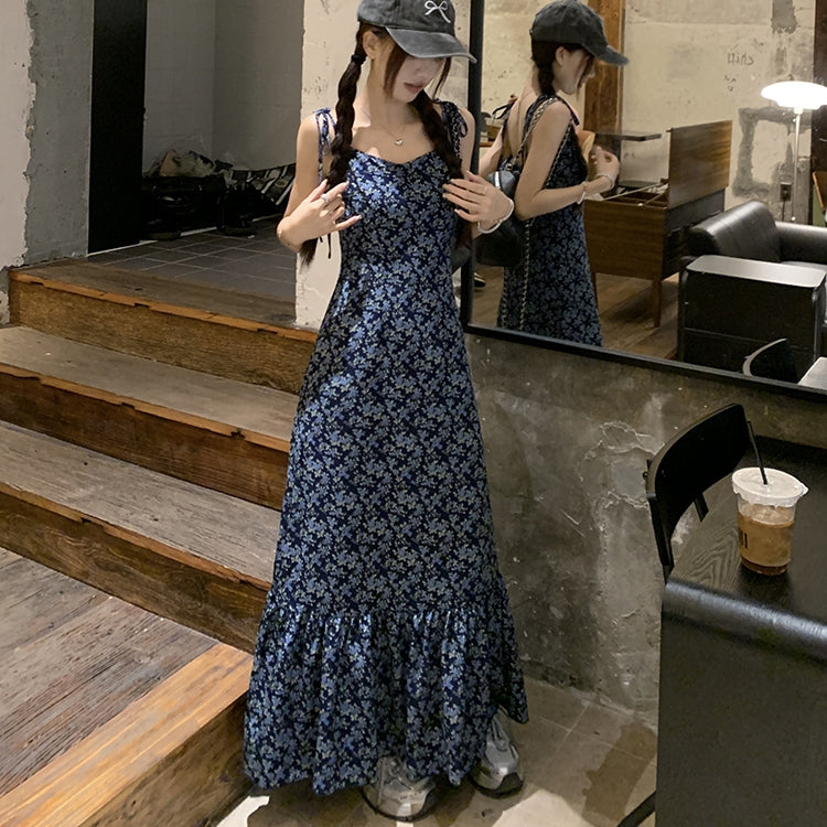 【Set】花柄キャミソールワンピース+Tシャツ2点セット T0650