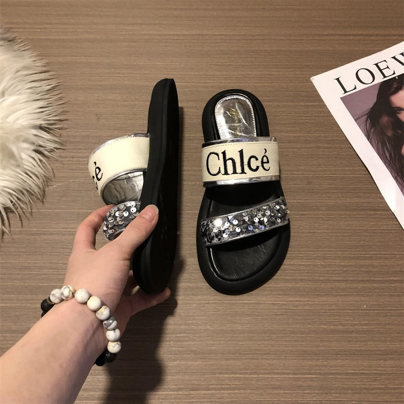【Shoes】2色選択可厚底スリッパス T0831