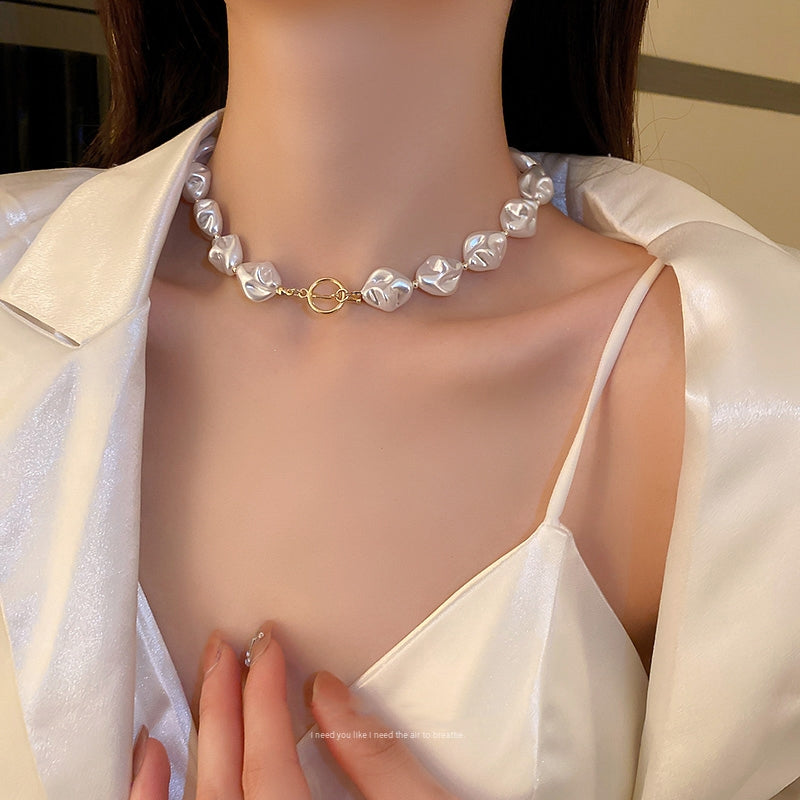 【雑貨】バロックイレギュラーパールブレスレット+ネックレス2点セット T0345