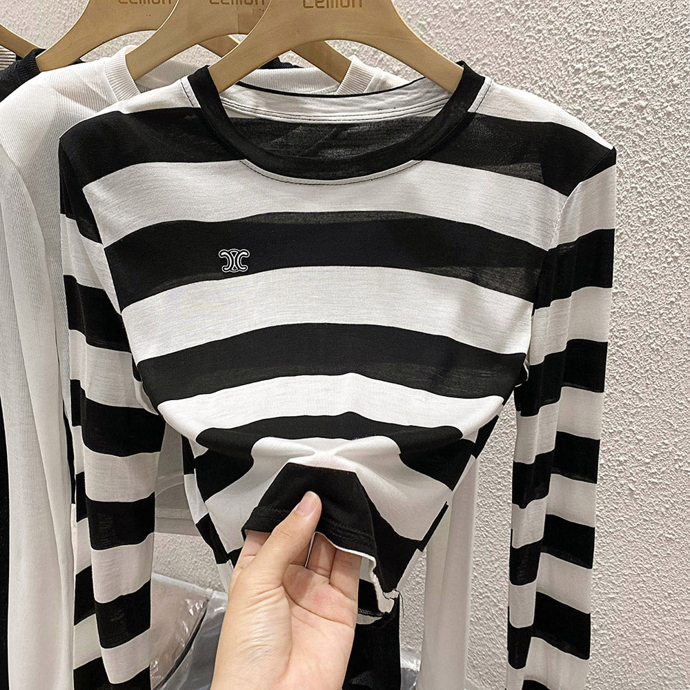 【Tops】肩パッド入り長袖Tシャツ T0350