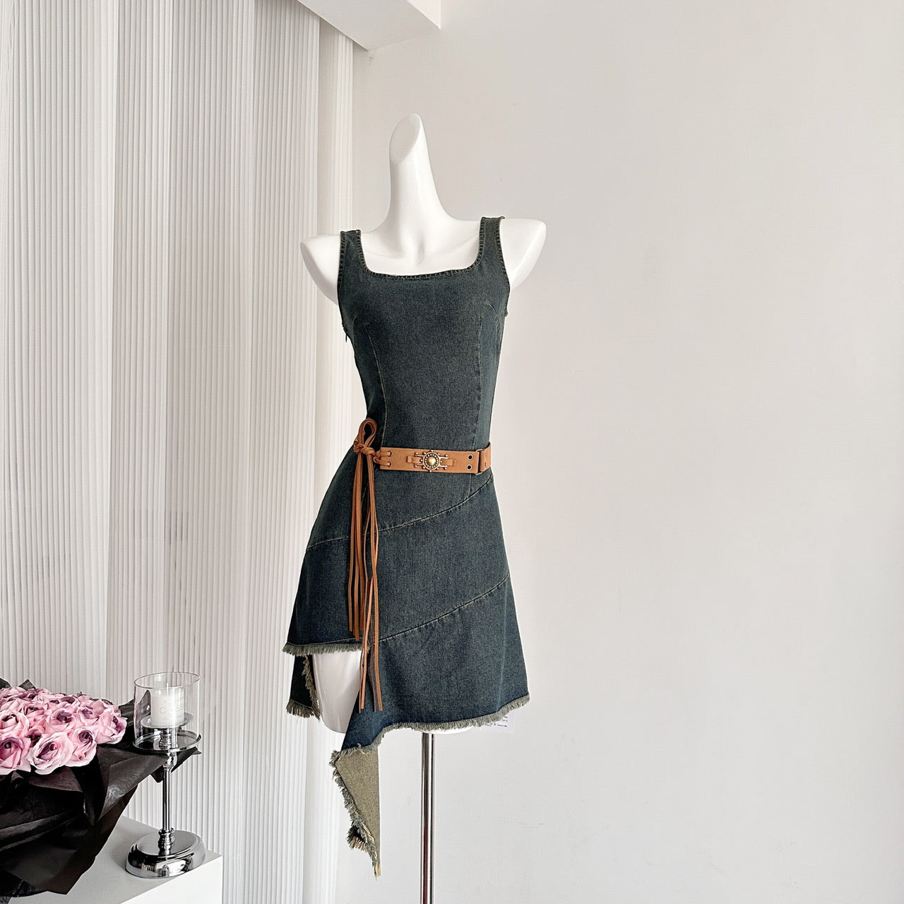 【Dress】デニム不規則ワンピース T0603
