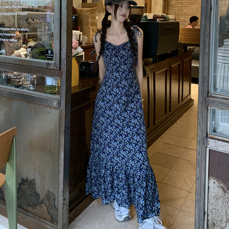 【Set】花柄キャミソールワンピース+Tシャツ2点セット T0650