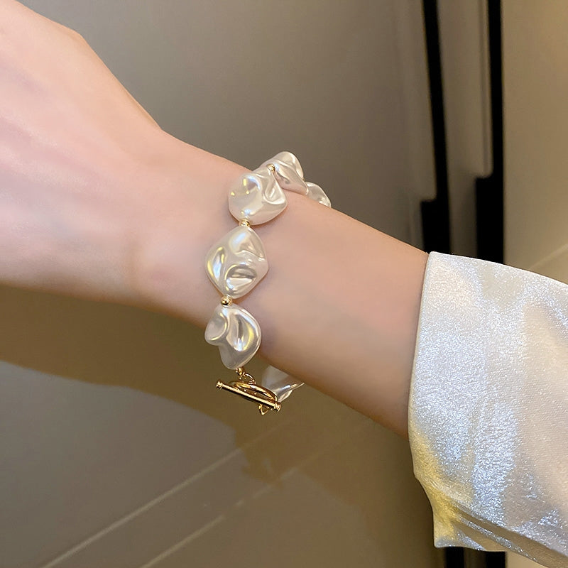 【雑貨】バロックイレギュラーパールブレスレット+ネックレス2点セット T0345