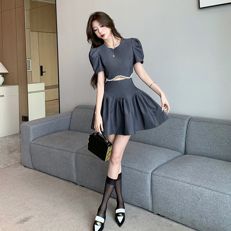 【Dress】ダイヤモンド切り替えワンピース T0635