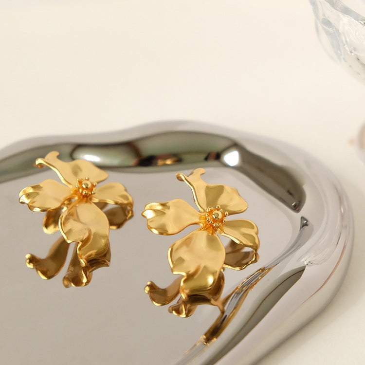【雑貨】花柄イヤリング T0757