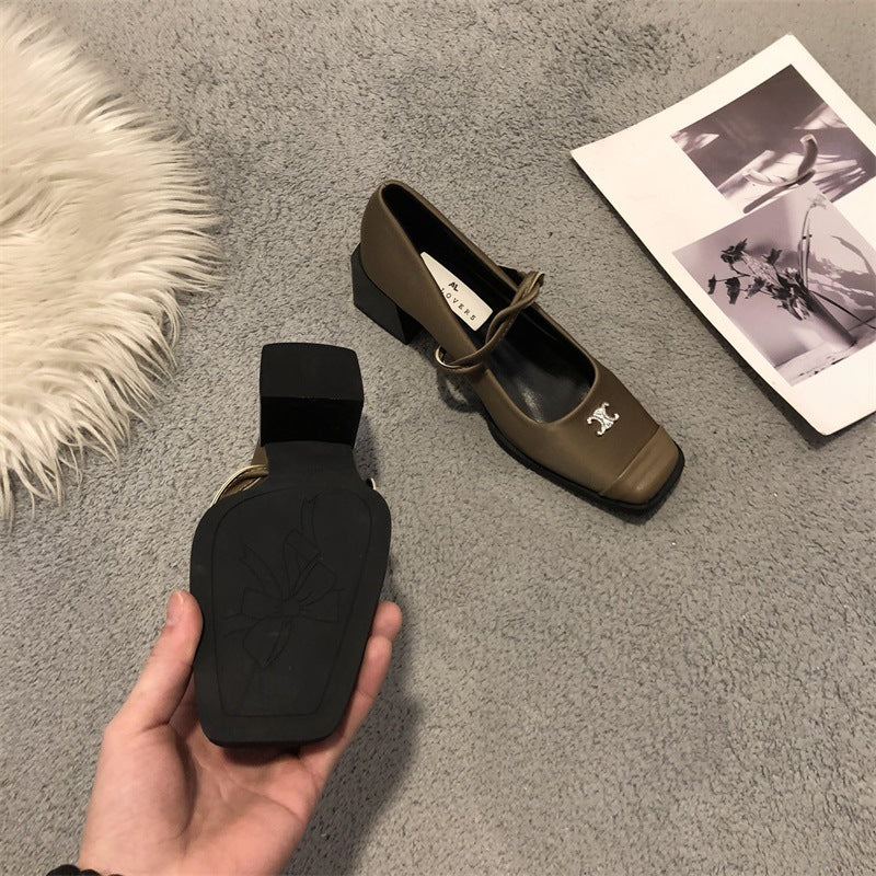 【Shoes】3色展開~チャンキーヒールパンプス T0843