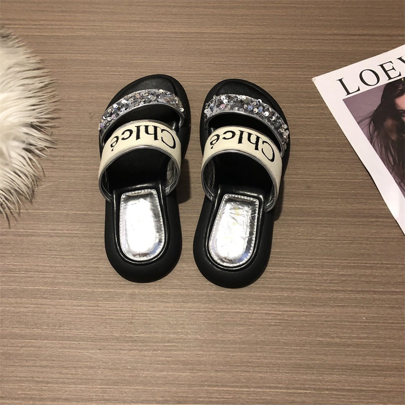 【Shoes】2色選択可厚底スリッパス T0831
