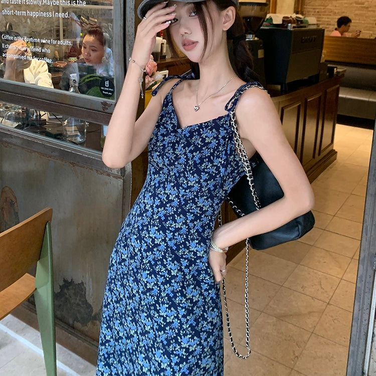 【Set】花柄キャミソールワンピース+Tシャツ2点セット T0650