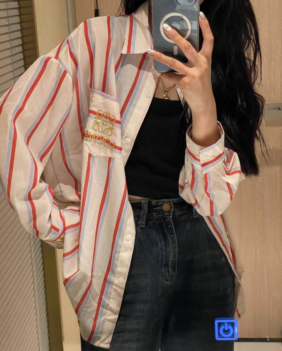 【Tops】高級感4色展開ストライプシャツ T0715