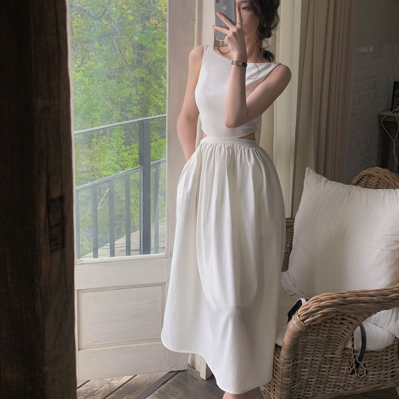 【Dress】カットアウトウエストワンピース T0708