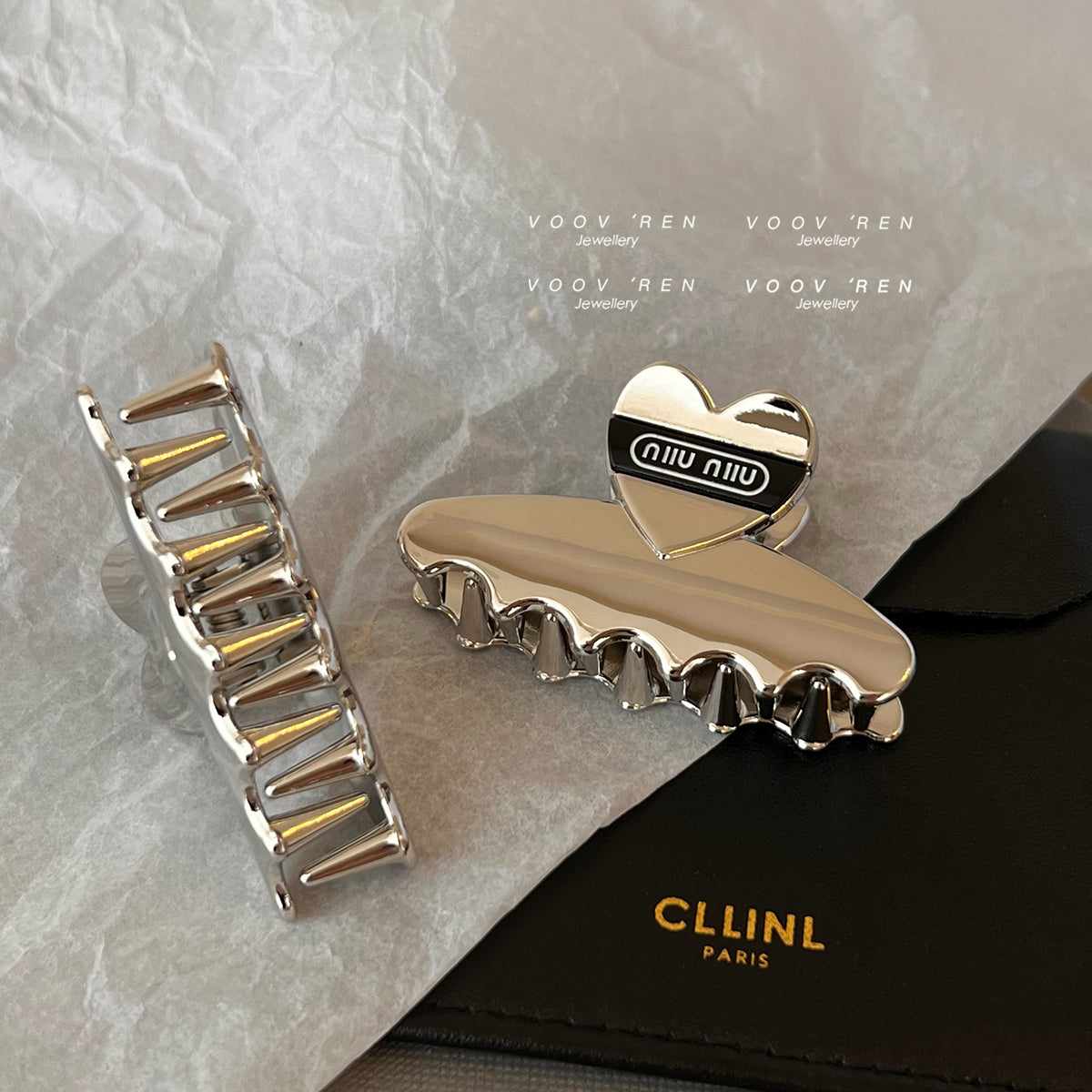 【雑貨】ハート柄クロウクリップ T0953