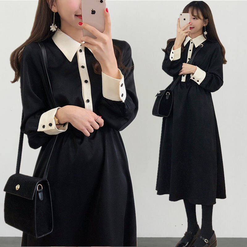 【Dress】配色シャツワンピース W8619