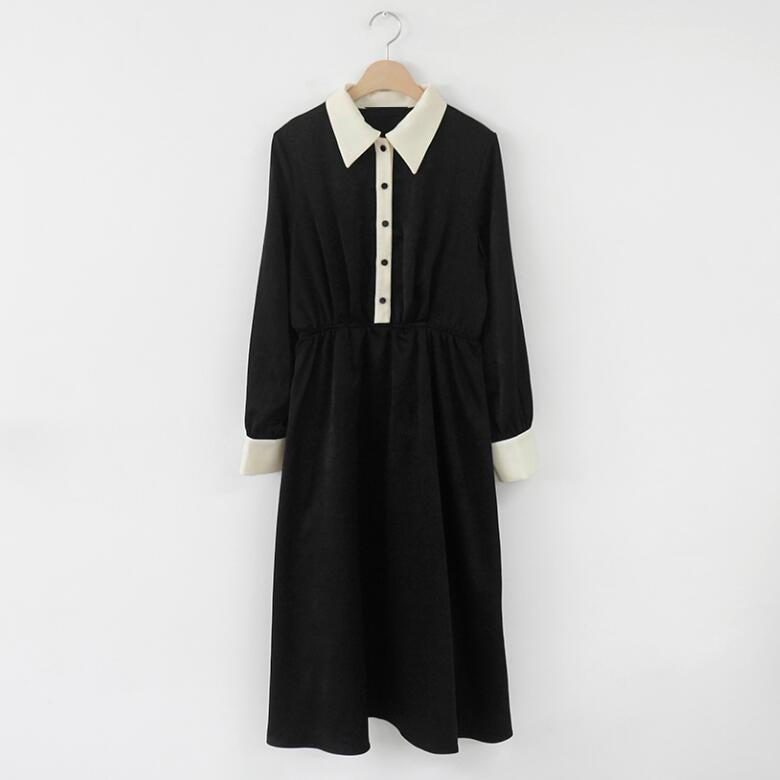 【Dress】配色シャツワンピース W8619