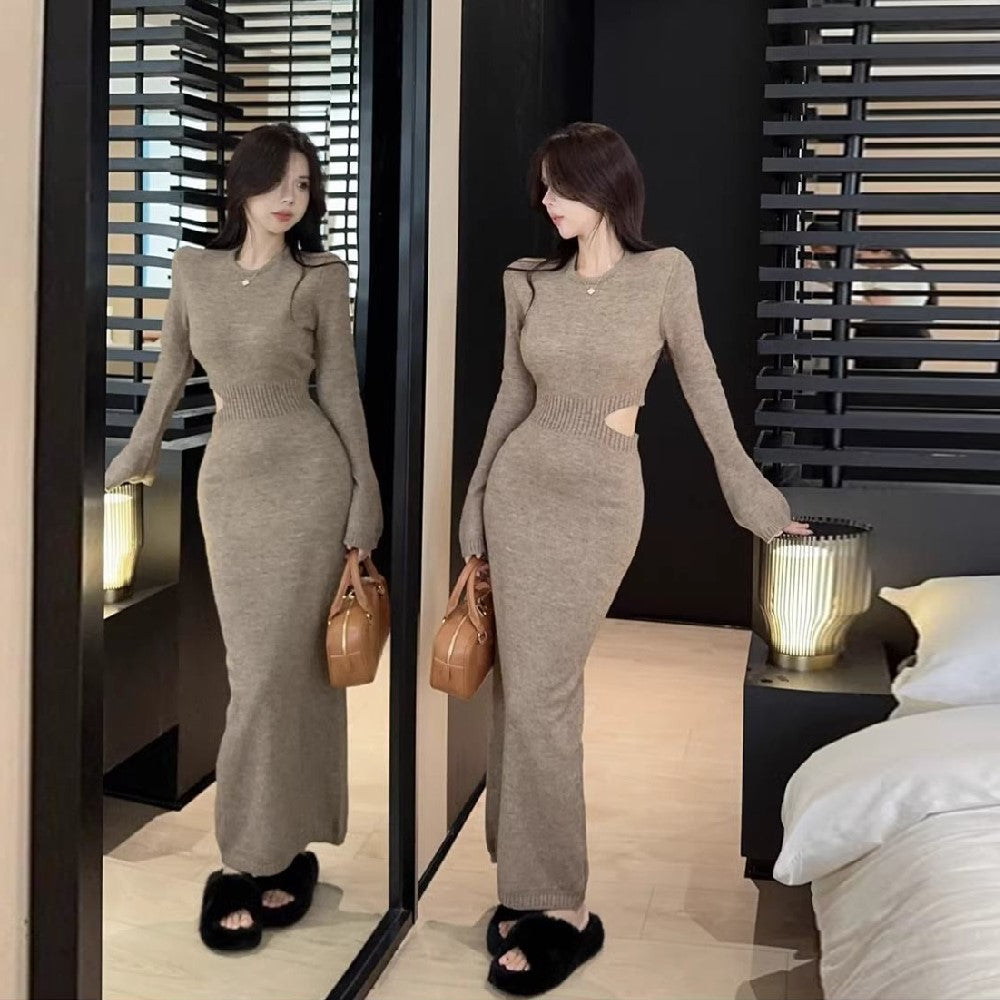 【Dress】透かし彫りニットワンピース Z7096
