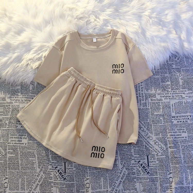 【Set】シンプル2点セットtシャツ+スカート W12686