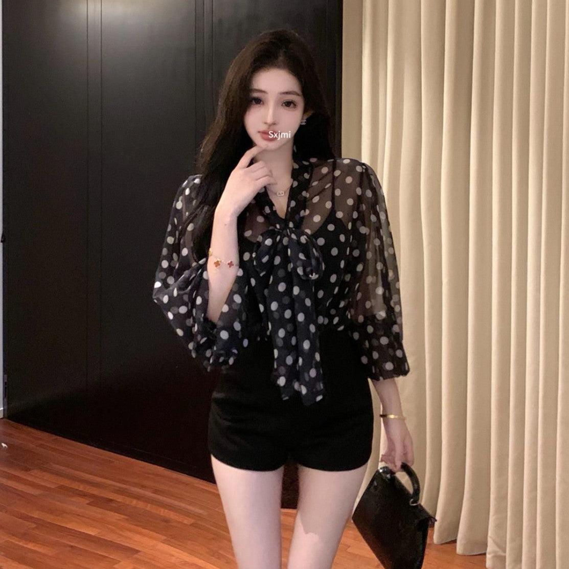 【Set】2点セットブラック + キャミソール W13202