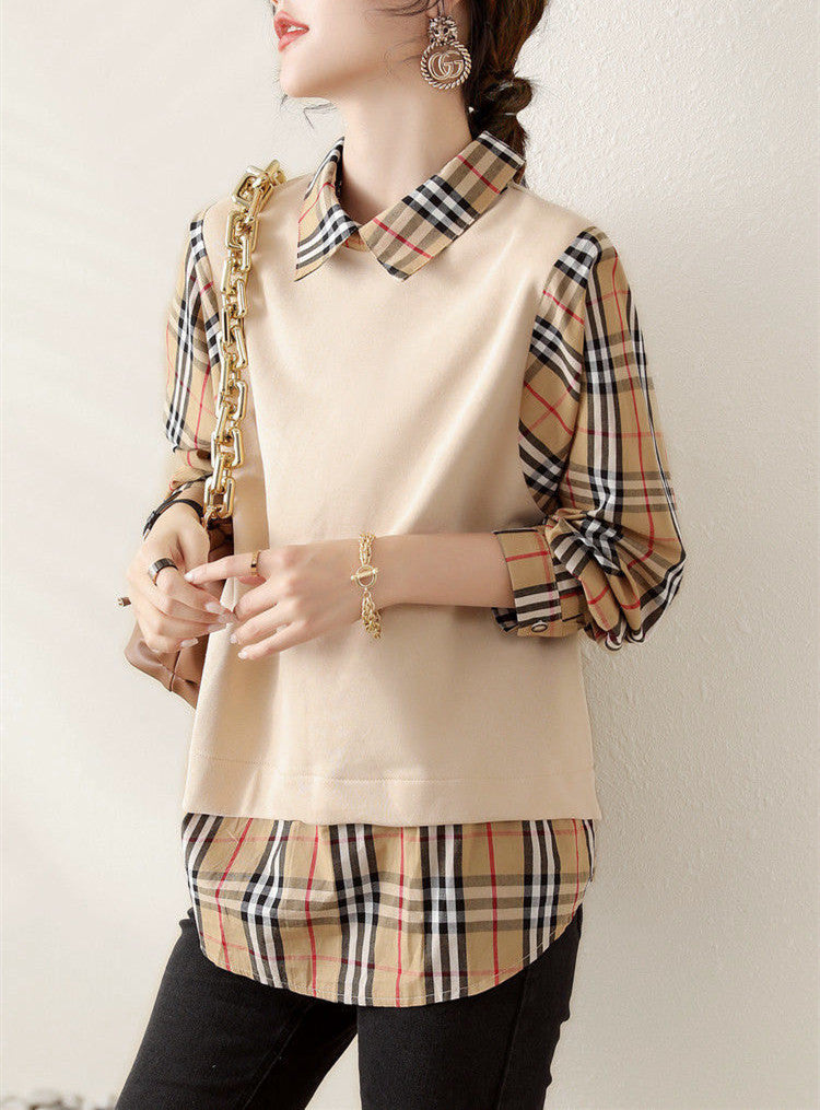 【Tops】フェイクレイヤードシャツ W13811