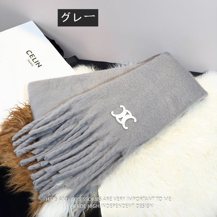 【雑貨】厚手フリンジマフラー W14654