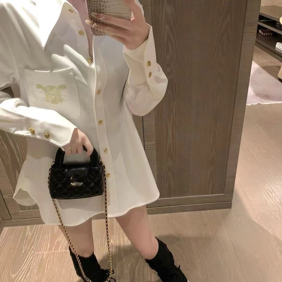 【Tops】長袖ゆったりシャツ W11150