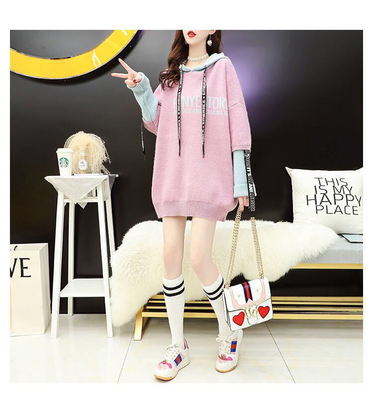 【tops】ファッションend清新!切り替えセーターゆったり2色