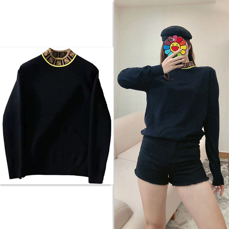 【Tops】2色展開配色ニット W14692