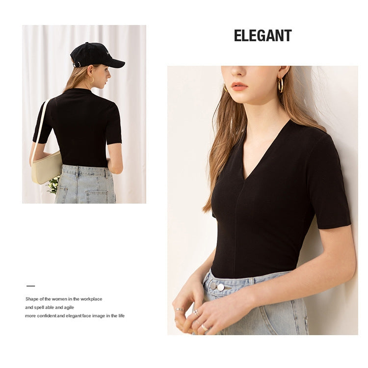 【Tops】Vネック無地Tシャツ T01659