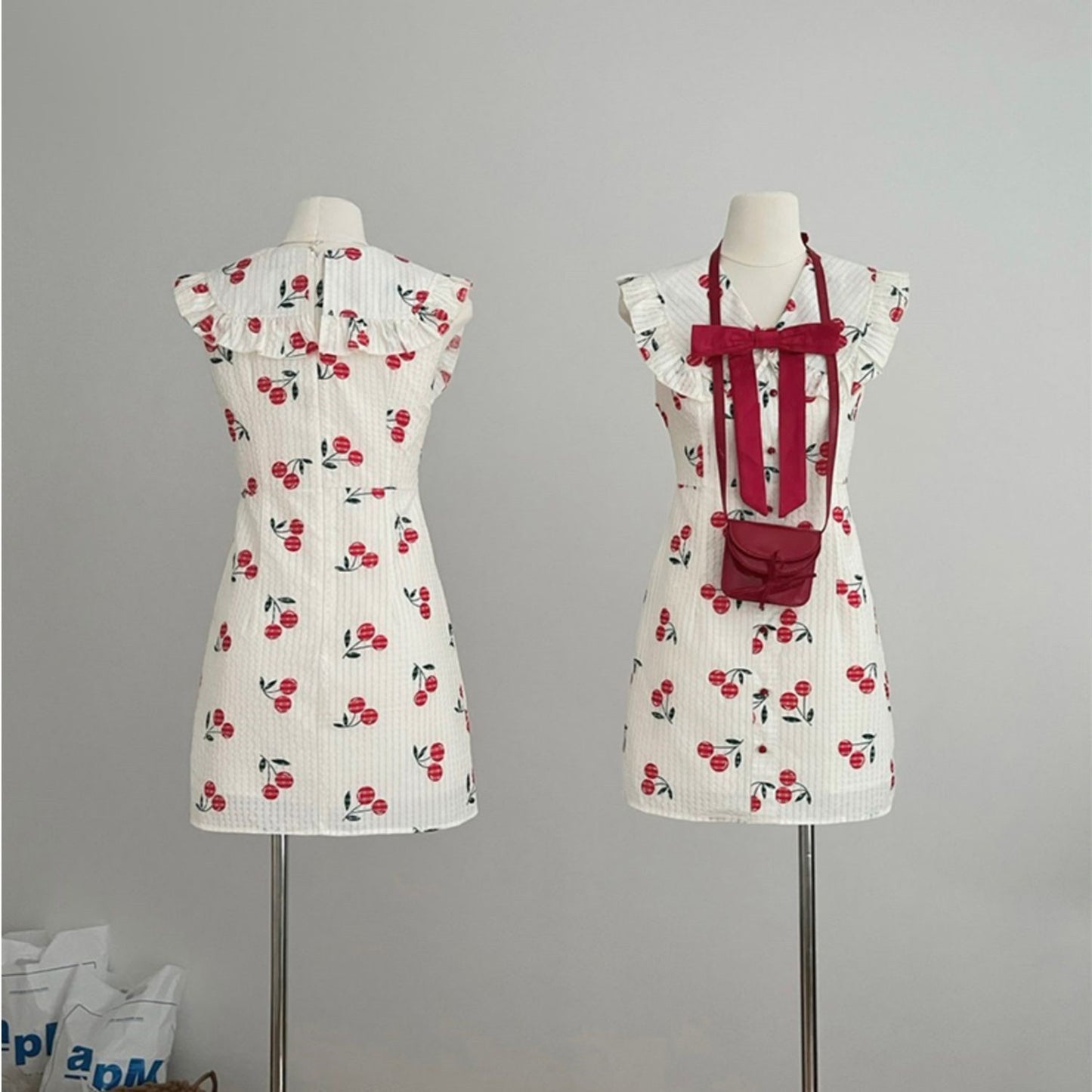 【Dress】チェリー柄デートワンピース W12010
