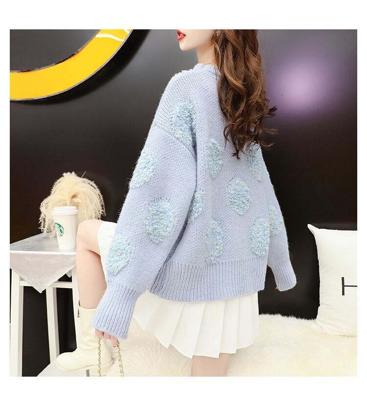 【tops】売り切れ必至スウィートラウンドネックセーター3色