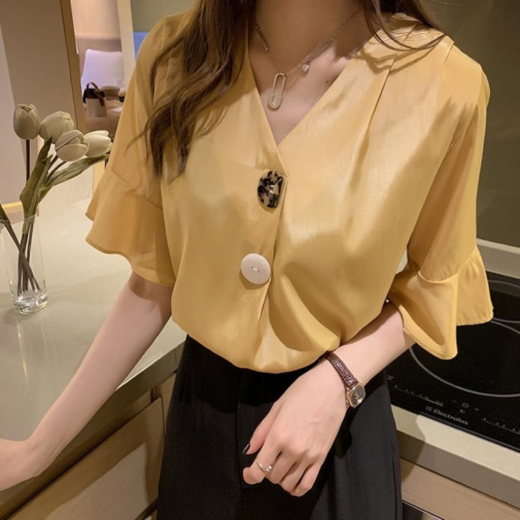 【Tops】vネックシャツ W11516