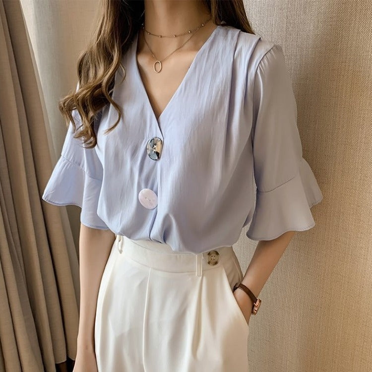 【Tops】vネックシャツ W11516
