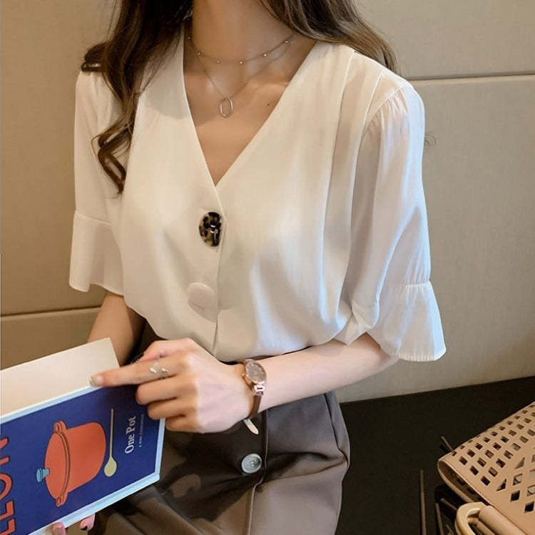 【Tops】vネックシャツ W11516