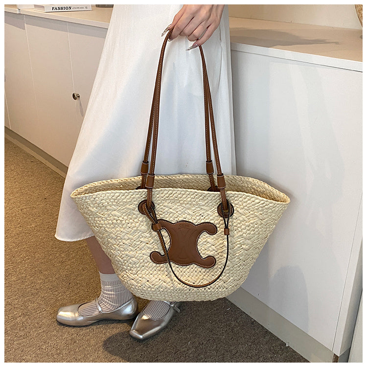 【雑貨】2色選択可カゴバッグ W12045