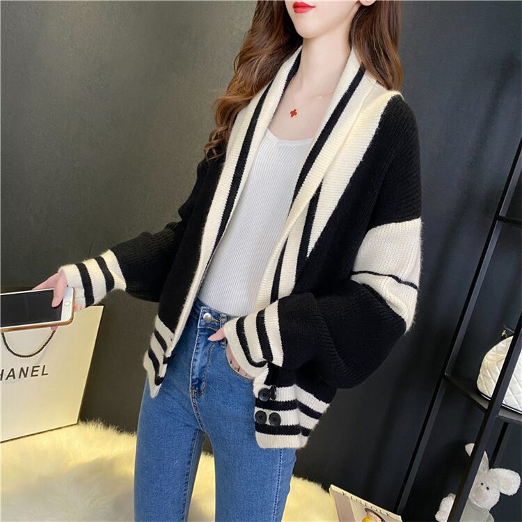 【outer】定番シンプルカジュアルカラーマッチングカーディガン2色