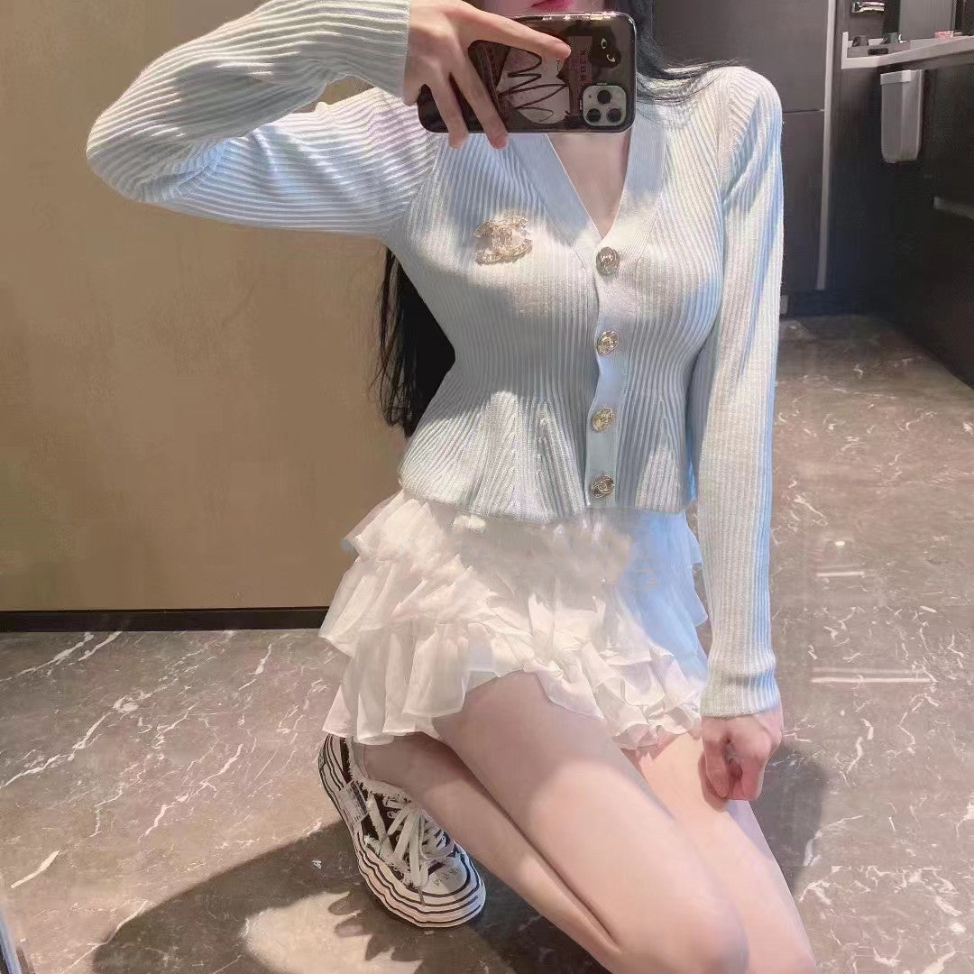 【Tops】3色展開フリルニット W13740