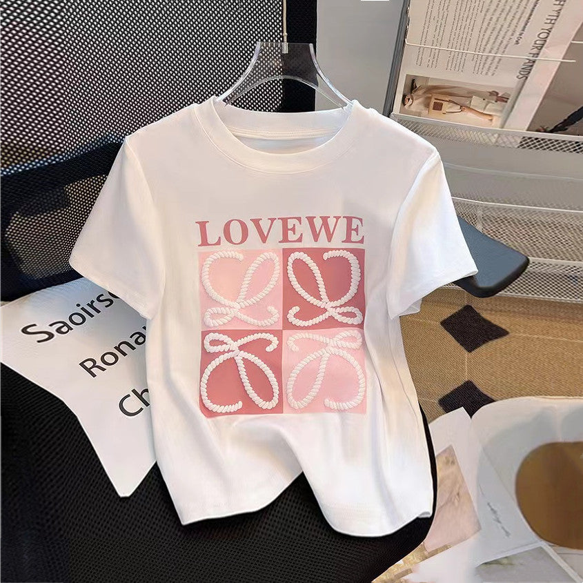 【Tops】4色選択可プリントTシャツ W12308