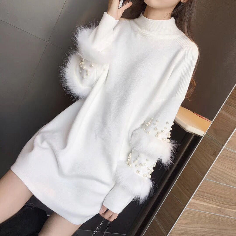 【Dress】ビーズデザインニットワンピース W8467