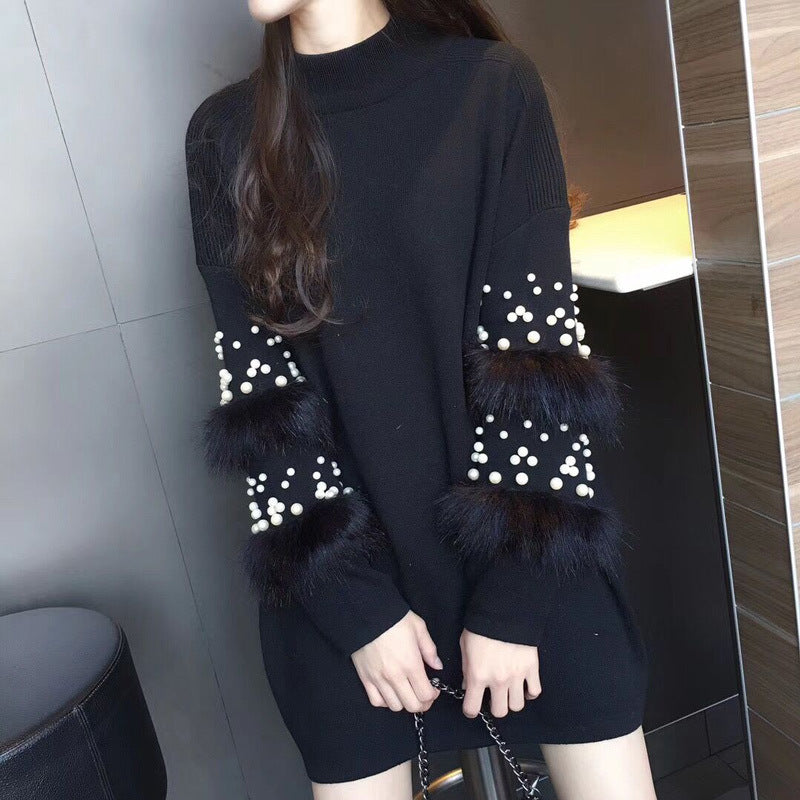 【Dress】ビーズデザインニットワンピース W8467
