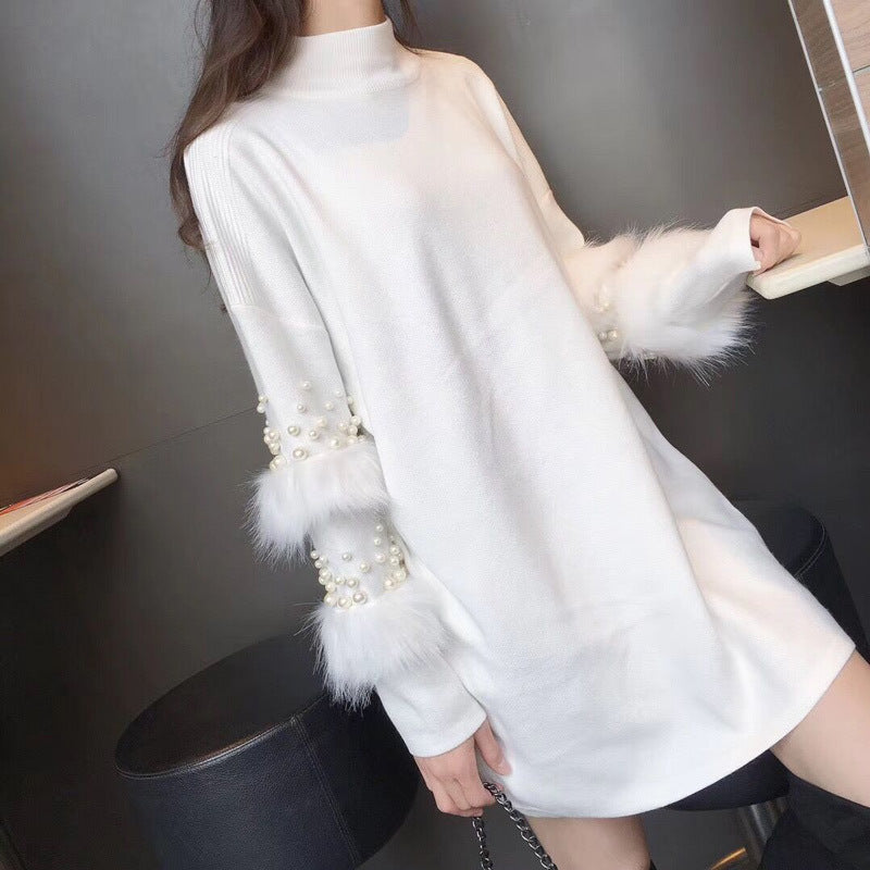 【Dress】ビーズデザインニットワンピース W8467